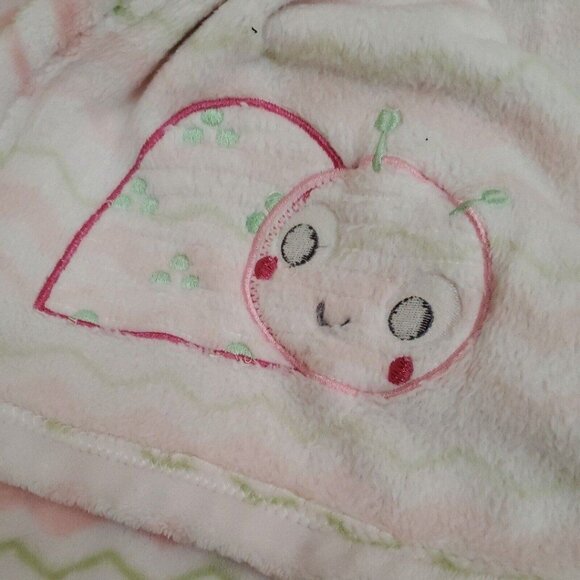 Baby Essentials Pink & Green Caterpillar Soft Plush Blanket RN93551 - Picture 5 of 7